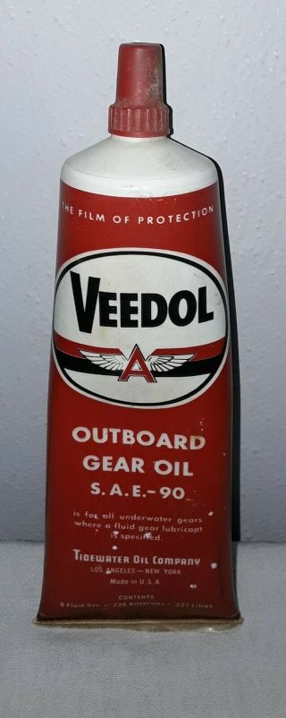 Vintage Veedol Flying A Outboard Gear Oil Tube Can