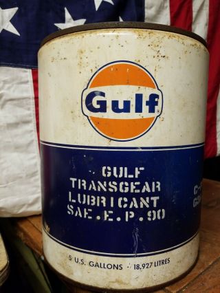 Vintage Gulf Transgear Lubricant 5 Gallon Bucket