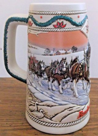 1996 Budweiser Beer American Homestead Drinking Holiday Collectible Mug Stein