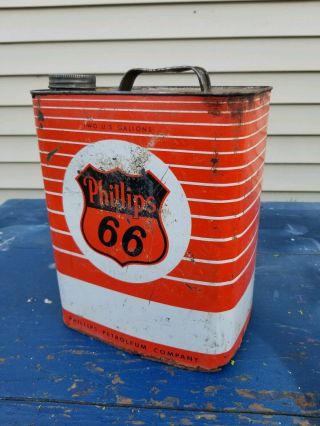 Vintage Phillips 66 Oil Can 2 Gallon / Rare