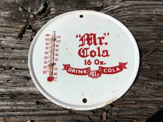 Vintage Drink Mr.  Cola Metal Advertising Soda Thermometer Sign