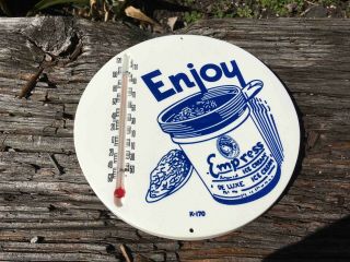 Vintage Enjoy Empress Deluxe Ice Cream Plastic Round Advertising Thermometer