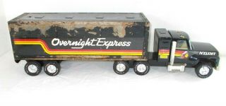 Vtg Nylint Black Overnight Express 18 Wheeler Semi Tractor Trailer Toy