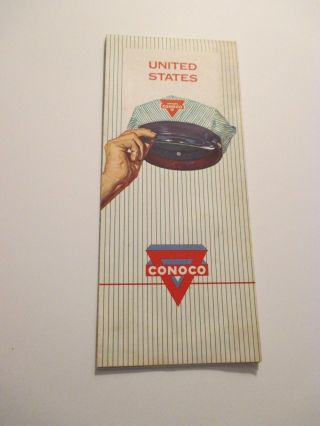 Vintage 1960 Conoco Us United States Oil Gas Station Road Map