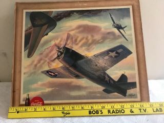WW II Coca Cola 1943 Grumman Hellcat F6F Fighter Navy Heaslip Litho Signed 2