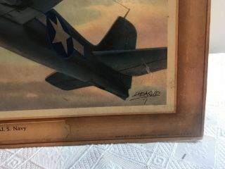 WW II Coca Cola 1943 Grumman Hellcat F6F Fighter Navy Heaslip Litho Signed 6