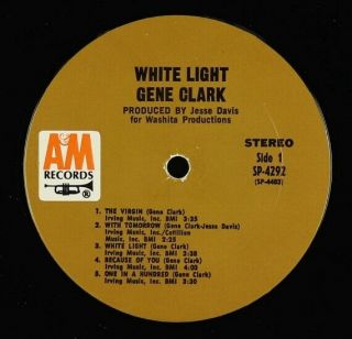 Gene Clark - White Light LP - A&M 2