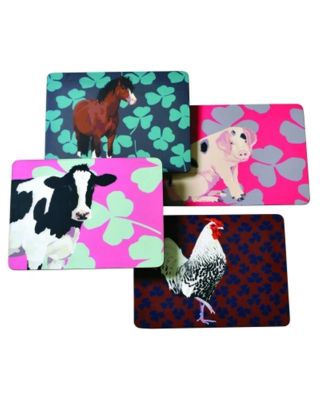 Table Mats Set Of 4 Cow Pig Chicken Horse Colourful Farming Gift