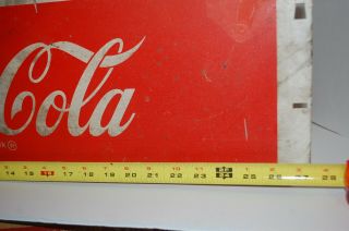 Vintage Coca Cola Metal Sign 27 x 8 Cooler Advertising Patina 3
