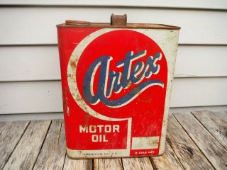 Vintage 2 Gallon American Oil Company Artex Motor Oil Can Neat Nr