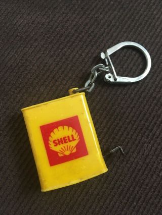 Rare Vintage Shell Oil Gas Gasoline Keychain Measuring Tape 1950s - 60s France