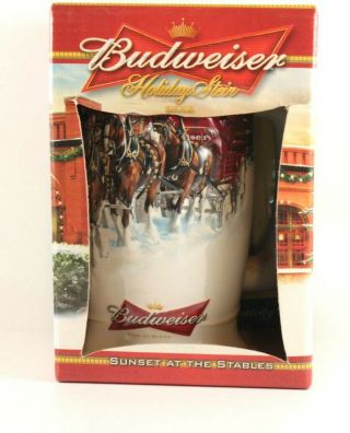 2006 Budweiser Clydesdales Horse Beer Stein Christmas Holiday Bar Mug