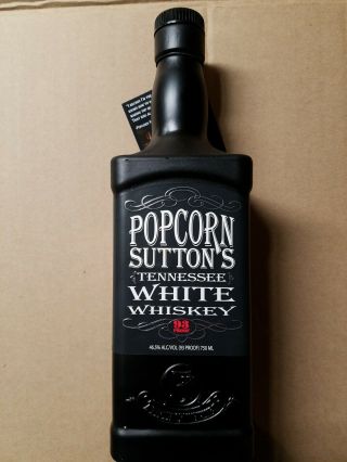 Popcorn Sutton ' s Tennessee White Whiskey Moonshine Black Bottle with Tag - Rare 3