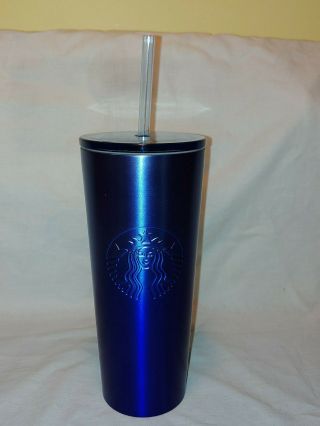 2019 Summer Starbucks Cold Cup Blue Stainless Steel Tumbler 16oz Ombre