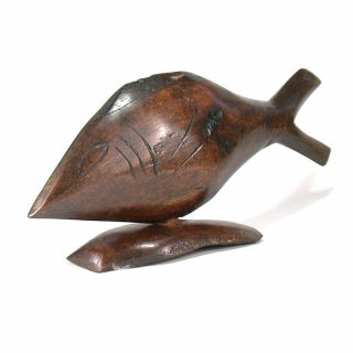 Vintage Hand - Carved Wood Fish Figurine South East Asia? 3 - 1/2 " Tall Handmade