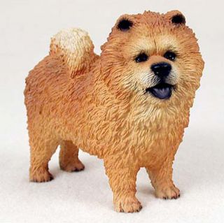 Chow Chow Figurine Hand Painted Collectible Statue Red
