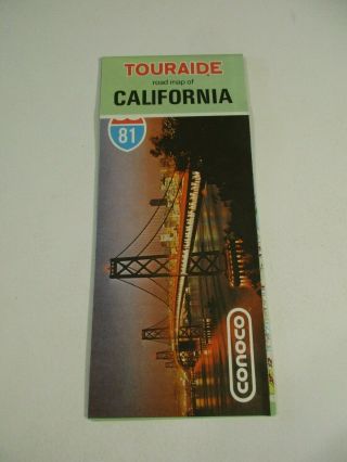 Vintage 1981 Conoco Touraide Road Map Of California Travel Road Map Box C2