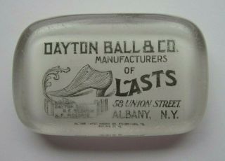 Dayton Ball Shoe Lasts Albany Ny D.  C.  Rebhun Glass Advertising Paperweight Abrams