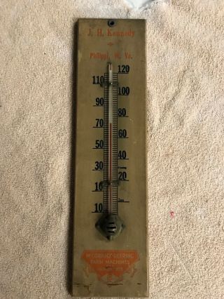 J.  W.  Kennedy Mccormick Deering Advertising Thermometer.  Phillipi,  Wv