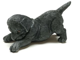 Labrador Lab Black Puppy Dog Figurine Statue Hand Painted Resin Living Stone