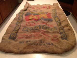Vintage Burlap Bag Sack Advertising Rk California Potatoes Kundert Bros 100lbs