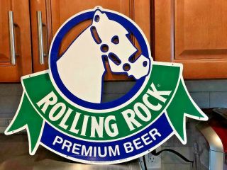 1991 Rolling Rock Metal Horse Head Beer Sign For Man Cave,  She Shed