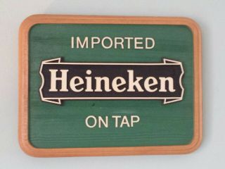 Rare Vintage 1984 Exclusive Heineken On Tap Beer Sign Bar Faux Wood