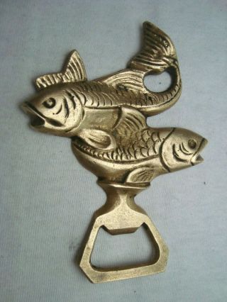 Awesome Fishes Vintage Solid Brass Bottle Opener From Greece 3