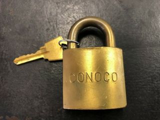 Vintage Conoco Oil Co.  Brass Lock & Key