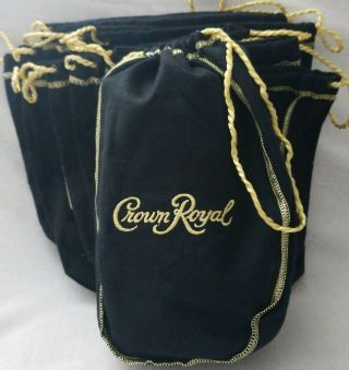 10 Crown Royal Black Felt Draw String Bags 8 " X7 "