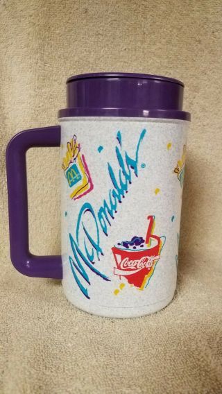 Mcdonalds Coca Cola Thermo Travel Mug Coffee Cup Hot Cold Purple