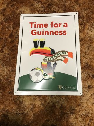 " Time For A Guinness " Soccer Toucan Metal Beer Tin Tacker Bar Sign Bird Shot