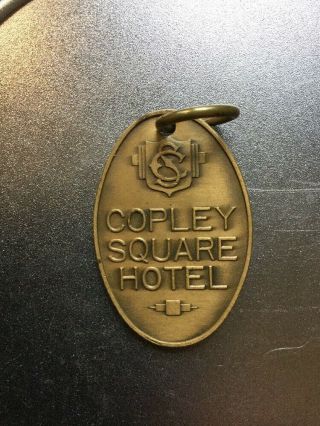 Antique Cast Brass Key Fob Copley Square Hotel Boston Mass Made By Bastian Bros