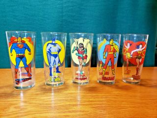 Vintage 1976 Dc Comics Pepsi Series Glass Set Wonder Woman Superman Batman