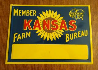 Vintage Member Kansas Farm Bureau Feed Seed 14 " Embossed Metal Sign