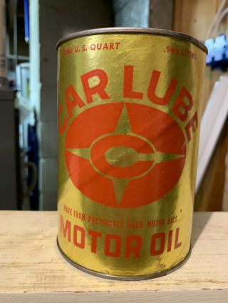 Vintage Rare Car Lube Quart Oil Can Empty Composite