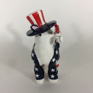 Annaco Creations Whimsiclay 2002 Patriotic Cat Figurine Amy Lacombe Flag 5