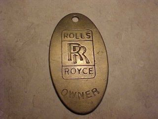 Large Vintage Heavy Brass Tag/fob - Rolls Royce Owner Keytag Rr
