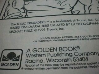 TOXIC CRUSADERS A BIG GOLDEN BOOK SIGNED LLOYD KAUFMAN W/BONUS 3