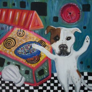 Pit Bull Terrier Making Stir Fry Dog Collectible 8 X 10 Signed Pop Art Print