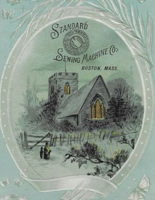 Embossed Victorian Trade Card - Standard Sewing Machine Co. ,  Boston,  Mass.