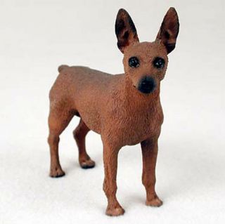 Mini Pinscher Figurine Hand Painted Collectible Statue Red/brown