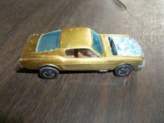 Vintage 1967 Red Line Hot Wheels Custom Mustang Gold Dark Interior Toy