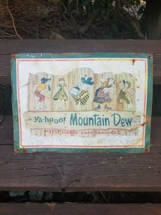 Vintage Old Mountain Dew Soda Metal Sign Gas Oil Advertising Pepsi