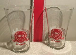 Two Dr Pepper 100 Years 1885 - 1985 Midland Tx Flared 5 Inch Glasses