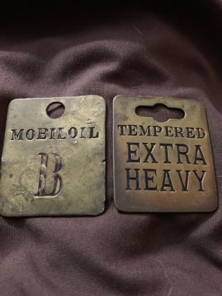 Vintage 1920’s Brass Mobile Oil Tags
