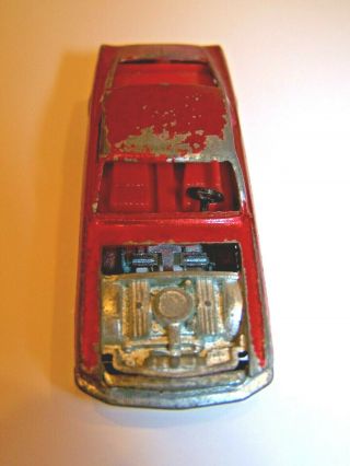 1967 Redline Hot Wheels Custom Red Mustang Missing Hood Red Interior 3
