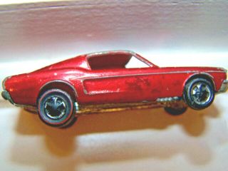 1967 Redline Hot Wheels Custom Red Mustang Missing Hood Red Interior 5