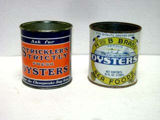 Two Vintage Oyster Tins - Strickler 