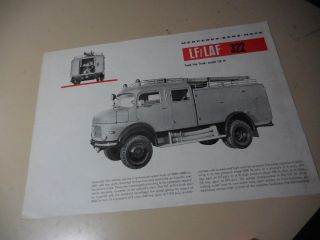 Mercedes - Benz Lf/laf 322 Tank Fire Truck Tlf 16 English Brochure 1960/02? Om321